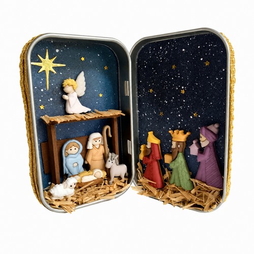 Weihnachtskrippe metalldose - in,
