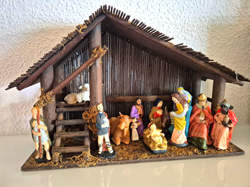 Weihnachtskrippe mit stall - mit, &